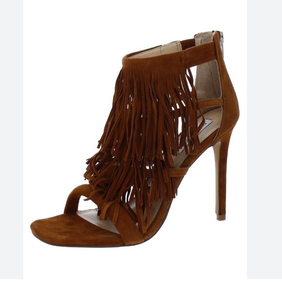 Steve Madden Brown Fringly Suede Heels - Picture 2 of 8